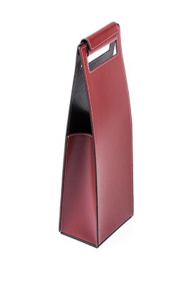 Weintasche CAMBRIDGE Top Grain Rindspaltleder mit heller Kontrastnaht rot
