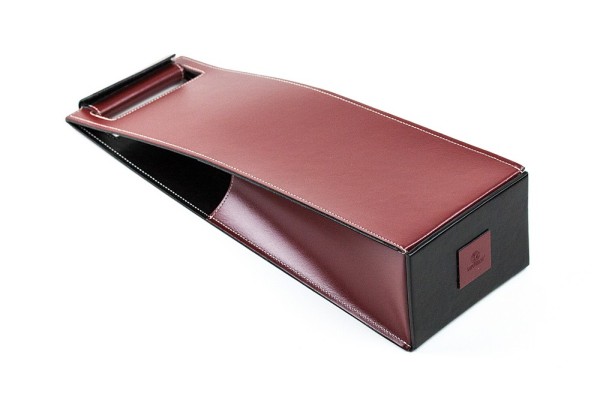 Weintasche CAMBRIDGE Top Grain Rindspaltleder mit heller Kontrastnaht rot