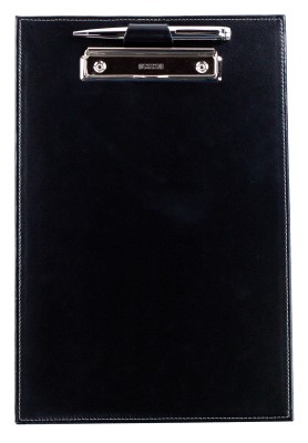 Klemmbrett DIN A4 mit Blockklemme in CAMBRIDGE Top Grain Rindspaltleder schwarz