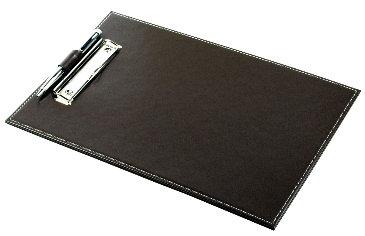 Klemmbrett DIN A4 mit Blockklemme in CAMBRIDGE Top Grain Rindspaltleder dunkelbraun