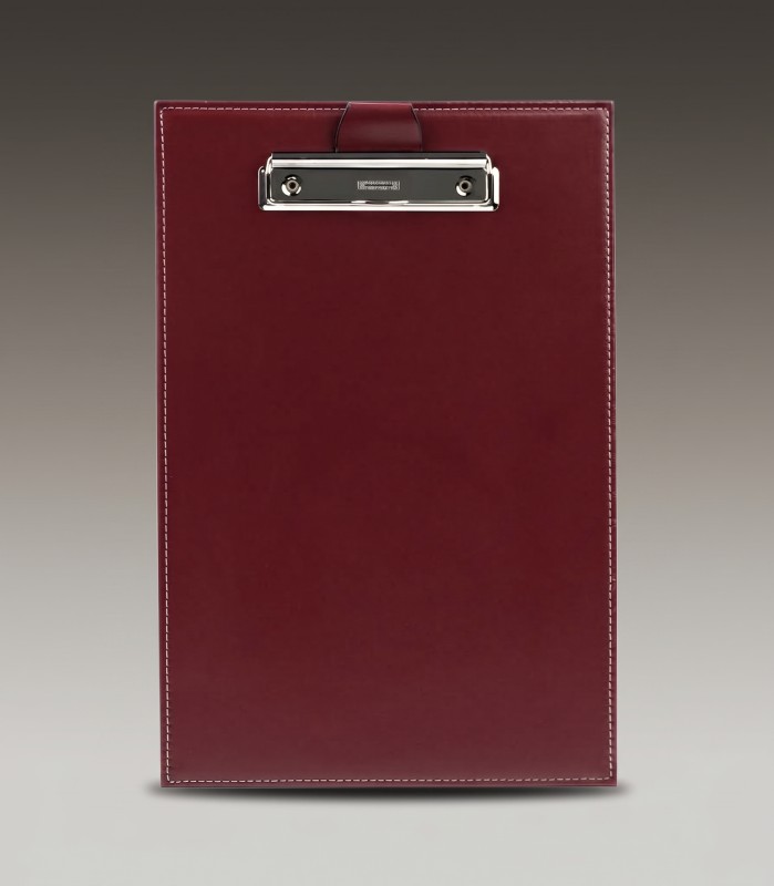 Klemmbrett DIN A4 mit Blockklemme in CAMBRIDGE Top Grain Rindspaltleder rot