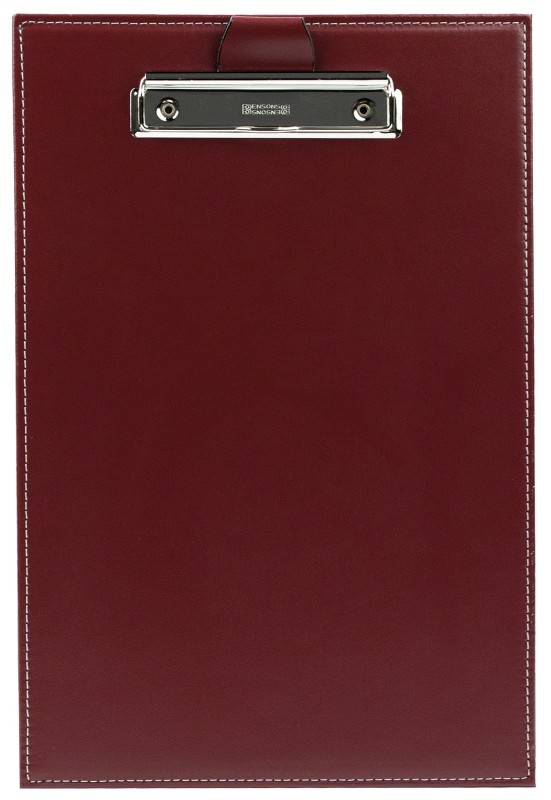 Klemmbrett DIN A4 mit Blockklemme in CAMBRIDGE Top Grain Rindspaltleder rot