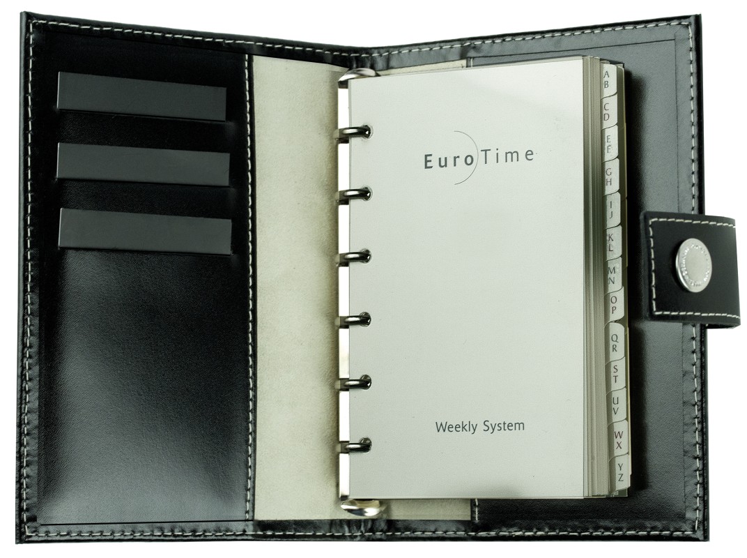 Pocket Design Diary Mini für das Jahr 2026, Cambridge Top Grain Leder, schwarz