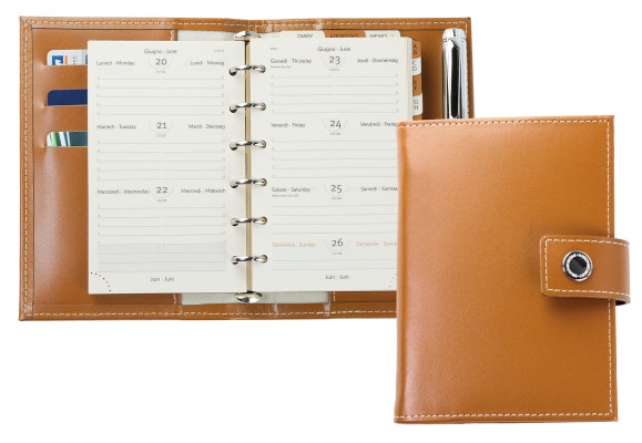 Pocket Design Diary Mini für das Jahr 2026, Cambridge Top Grain Leder, hellbraun