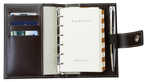 Pocket Design Diary Mini für das Jahr 2026, Cambridge Top Grain Leder, dunkelbraun