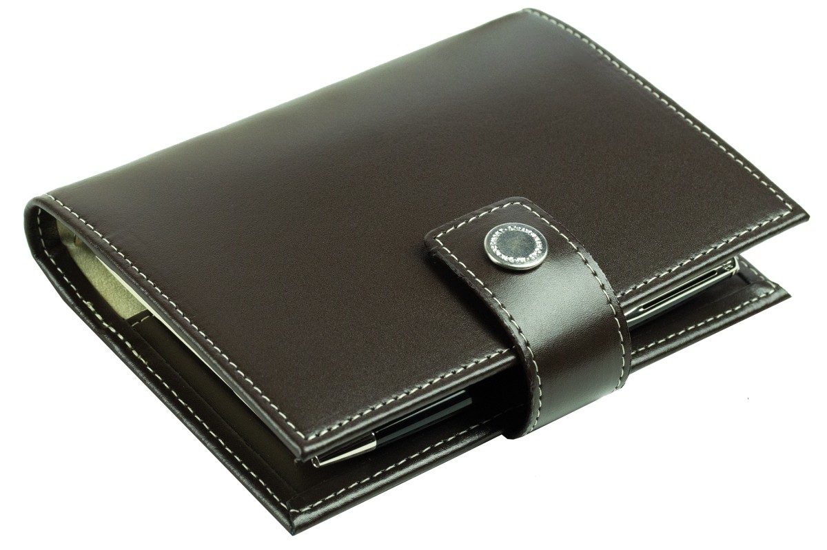 Pocket Design Diary Mini für das Jahr 2026, Cambridge Top Grain Leder, dunkelbraun