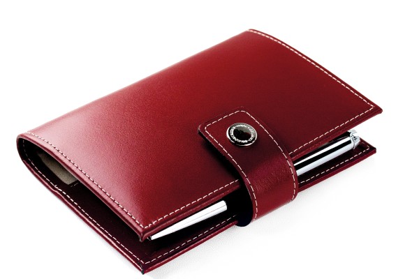 Pocket Design Diary Mini für das Jahr 2025, Cambridge Top Grain Leder, rot