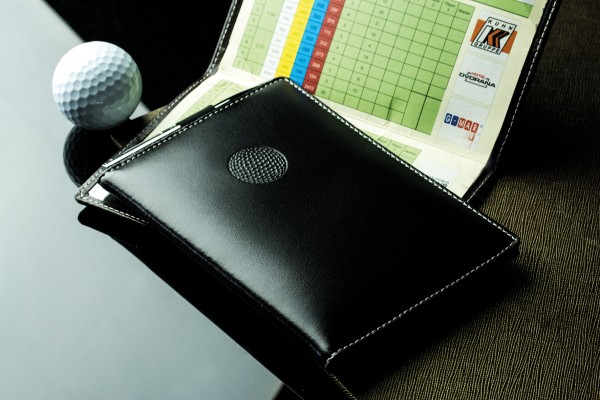 Golfkartenetui inklusive Minikugelschreiber CAMBRIDGE Top Grain Rindspaltleder schwarz