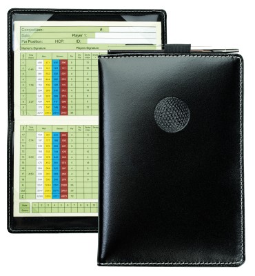 Golfkartenetui inklusive Minikugelschreiber CAMBRIDGE Top Grain Rindspaltleder schwarz