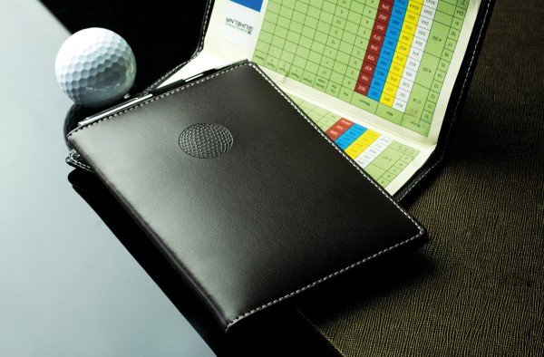 Golfkartenetui inklusive Minikugelschreiber CAMBRIDGE Top Grain Rindspaltleder dunkelbraun
