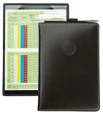 Golfkartenetui inklusive Minikugelschreiber CAMBRIDGE Top Grain Rindspaltleder dunkelbraun