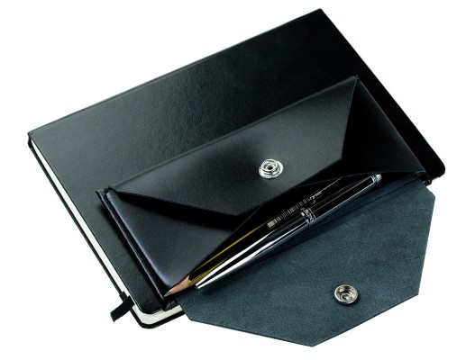 BOOKclip SLIM für Notizbücher und Kalender - CAMBRIDGE Top Grain Leder schwarz