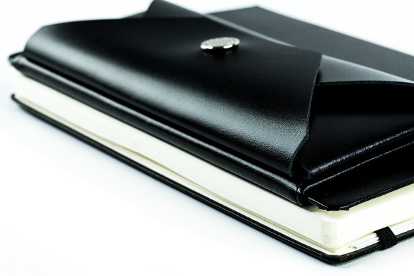 BOOKclip SLIM für Notizbücher und Kalender - CAMBRIDGE Top Grain Leder schwarz