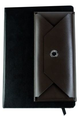 BOOKclip SLIM für Notizbücher und Kalender - CAMBRIDGE Top Grain Leder dunkelbraun