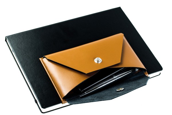 BOOKclip XL für Notizbücher und Kalender - CAMBRIDGE Top Grain Leder hellbraun
