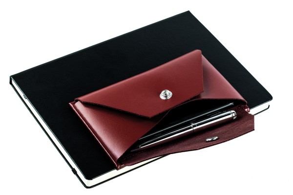 BOOKclip XL für Notizbücher und Kalender - CAMBRIDGE Top Grain Leder rot