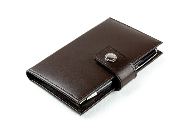 Pocket Notizbuch "WINE NOTES" (auswechselbar) mit Druckknopf, CAMBRIDGE Top Grain Leder dunkelbraun