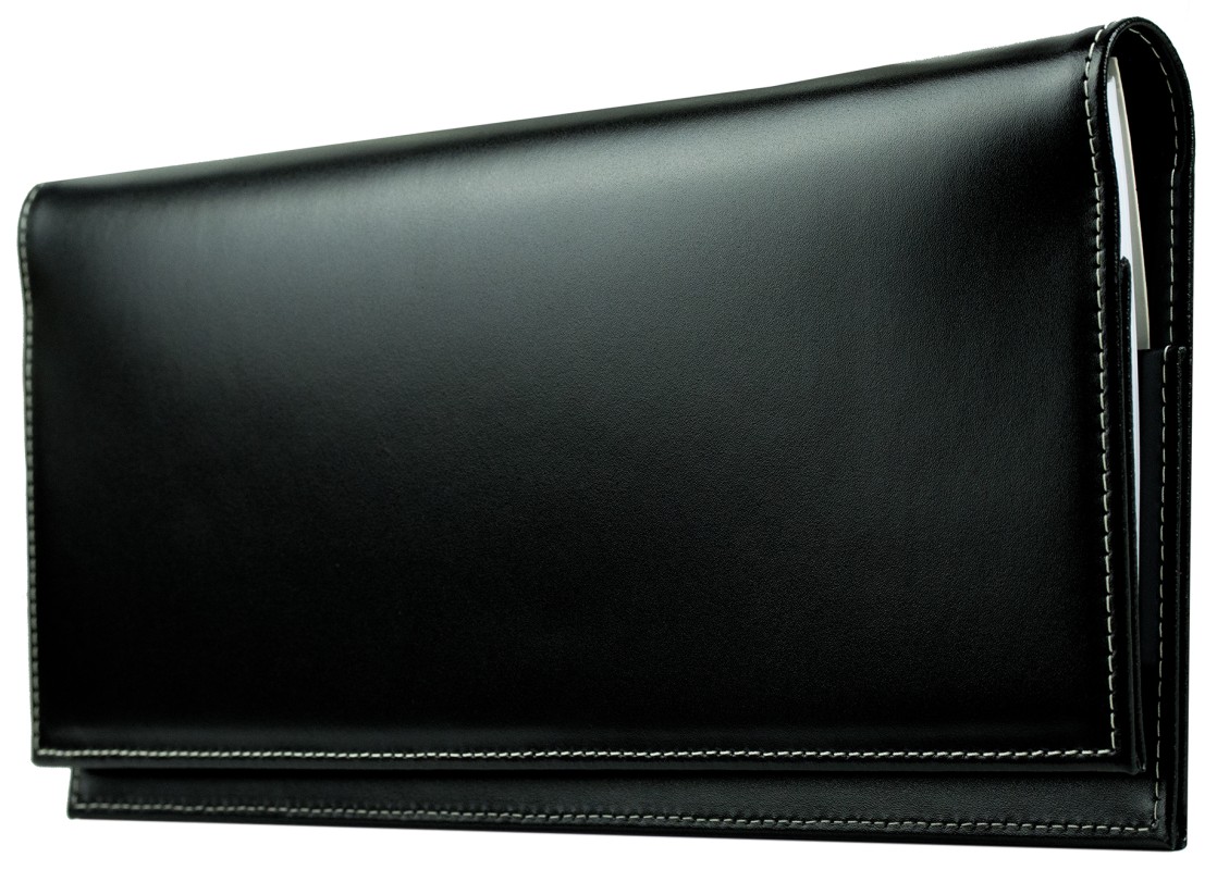 Tischquerkalender (auswechselbar) für 2027 - Cambridge Top Grain Leder schwarz