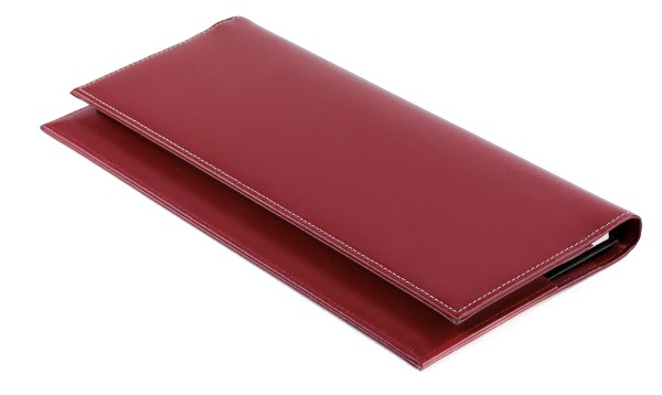 Tischquerkalender (auswechselbar) für 2025 + 2026 - Cambridge Top Grain Leder rot