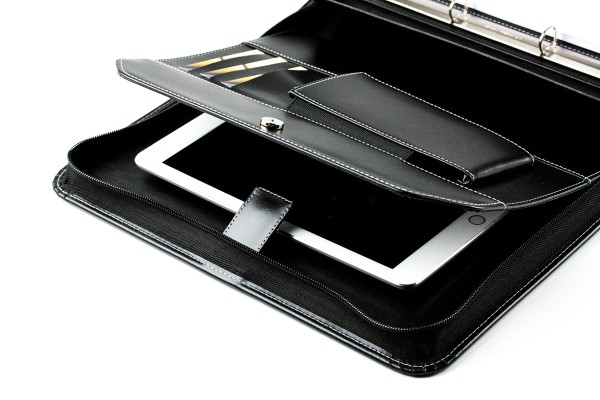 Manager Orgamappe DIN A4 mit Tablethalterung und optionaler Zubehörtasche CAMBRIDGE Top Grain Leder schwarz