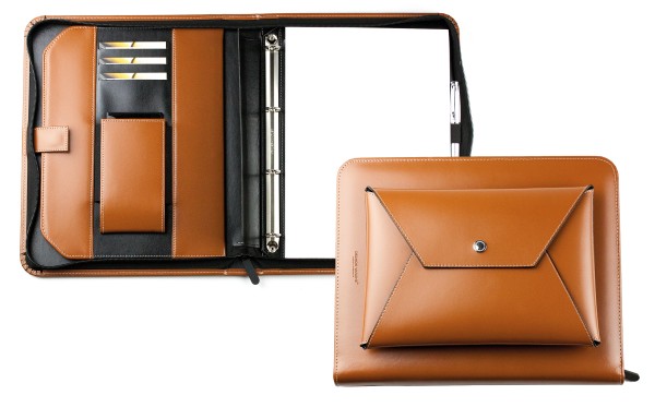Manager Orgamappe DIN A4 mit Tablethalterung und optionaler Zubehörtasche CAMBRIDGE Top Grain Leder hellbraun