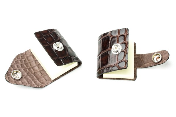 2er Set MINI Haftnotiz Etuis PREMIUM LEDER CROCO dunkelbraun