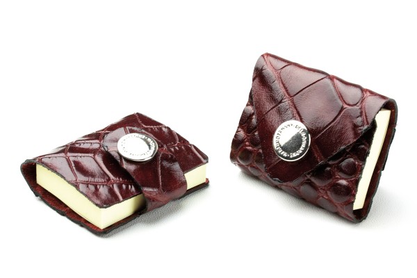 2er Set MINI Haftnotiz Etuis PREMIUM LEDER CROCO rot