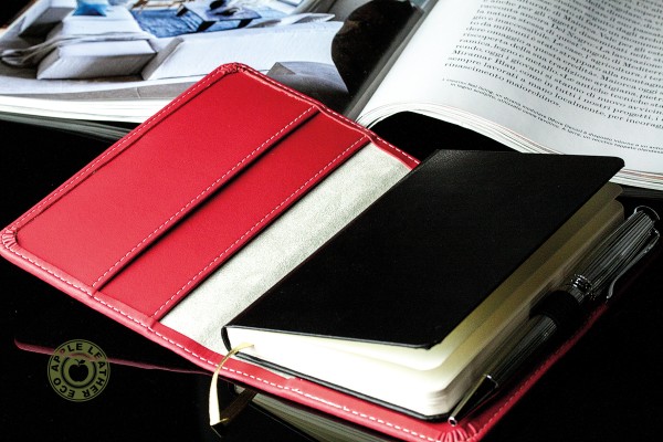 Pocket Notizbuch Lederimitat ECO APPLE LEATHER rot