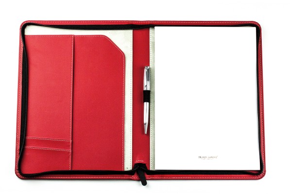 Reissverschluss Schreibmappe DIN A4 ECO APPLE LEATHER Lederimitat rot