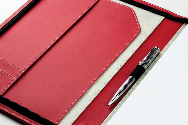 Reissverschluss Schreibmappe DIN A4 ECO APPLE LEATHER Lederimitat rot