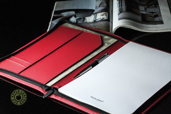 Reissverschluss Schreibmappe DIN A4 ECO APPLE LEATHER Lederimitat rot