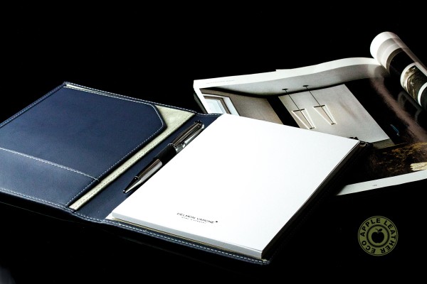 Schreibmappe DIN A5 ECO APPLE LEATHER Lederimitat dunkelblau