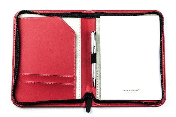 Reissverschluss Schreibmappe DIN A5 ECO APPLE LEATHER Lederimitat rot