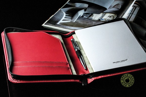 Reissverschluss Schreibmappe DIN A5 ECO APPLE LEATHER Lederimitat rot