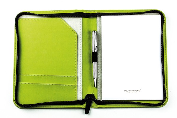 Reissverschluss Schreibmappe DIN A5 ECO APPLE LEATHER Lederimitat grün