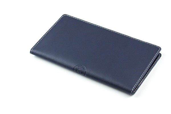 Leporello Faltkalender 2025 + 2026 in ECO APPLE LEATHER Lederimitat dunkelblau