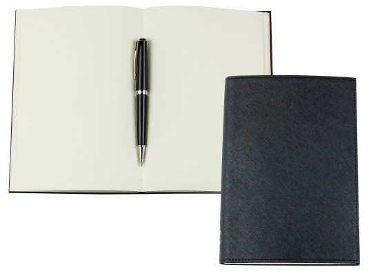 Notizbuch DIN A5 SAFFIANO Lederimitat schwarz