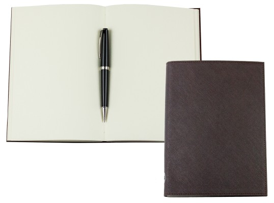 Notizbuch DIN A5 SAFFIANO Lederimitat dunkelbraun