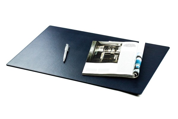 Exclusive Schreibunterlage  60 x 40 cm aus veganem Lederimitat blau  - made in Germany