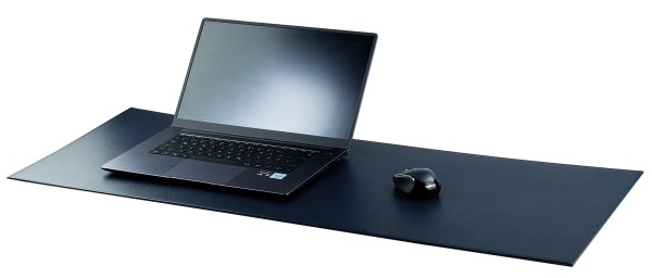 Exclusive XXXL Schreibunterlage  100 x 40 cm aus veganem Lederimitat dunkelblau - made in Germany