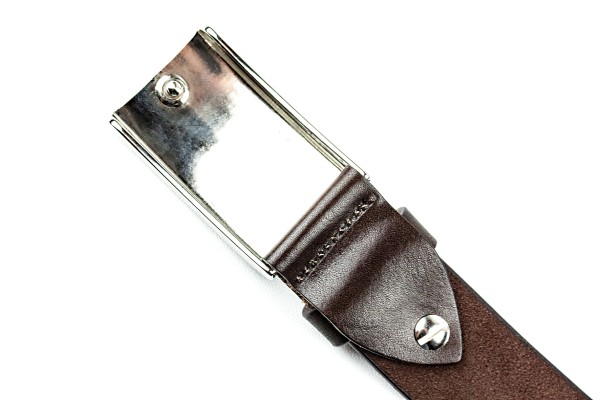 Ledergürtel PREMIUM Blankleder dunkelbraun in 3,5cm Breite mit silber satinierter Koppelschliesse