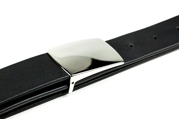 Ledergürtel PREMIUM Blankleder schwarz in 3cm Breite mit silber polierter Klemmschliesse