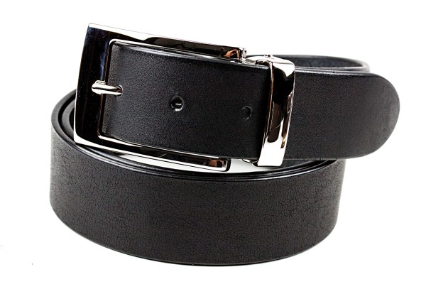 Ledergürtel PREMIUM Blankleder schwarz in 3,5cm Breite mit silberfarbener Dornschliesse