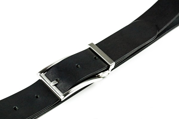 Ledergürtel PREMIUM Blankleder schwarz in 3cm Breite mit Dornschliesse silber satiniert