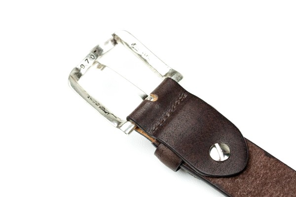 Ledergürtel PREMIUM Blankleder dunkelbraun in 3cm Breite mit Dornschliesse altsilber
