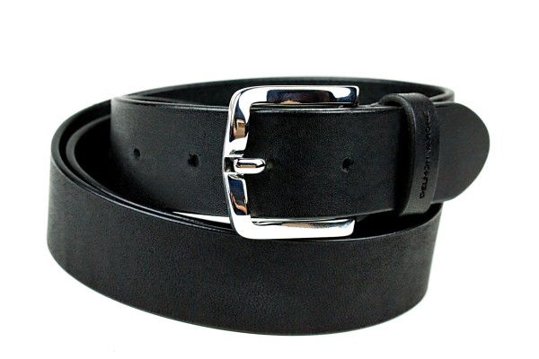 Ledergürtel PREMIUM Blankleder schwarz in 3,5cm Breite mit silberfarbener Dornschliesse