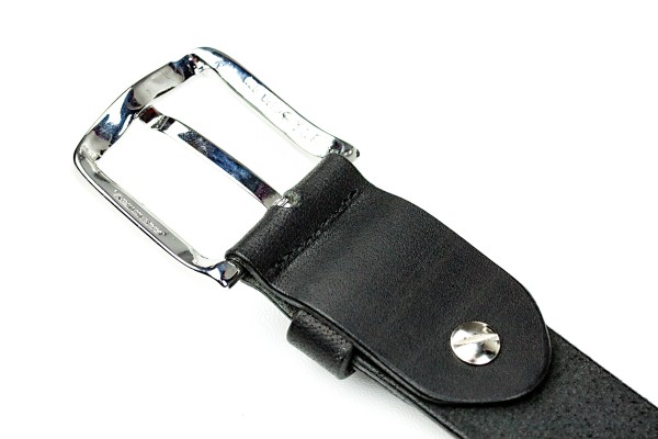 Ledergürtel PREMIUM Blankleder schwarz in 3,5cm Breite mit silberfarbener Dornschliesse