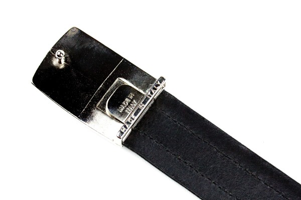Ledergürtel PREMIUM Vollrindleder bombiert schwarz in 3cm Breite mit silber polierter Klemmschliesse