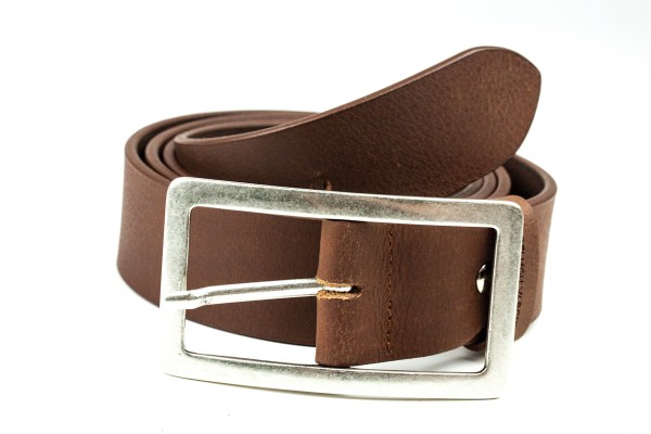 Ledergürtel PREMIUM Büffelleder hellbraun in 4cm Breite mit Dornschliesse in altsilber