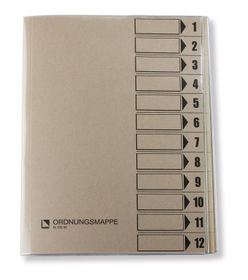 Ersatz Ordnungsmappe 12-teilig grau